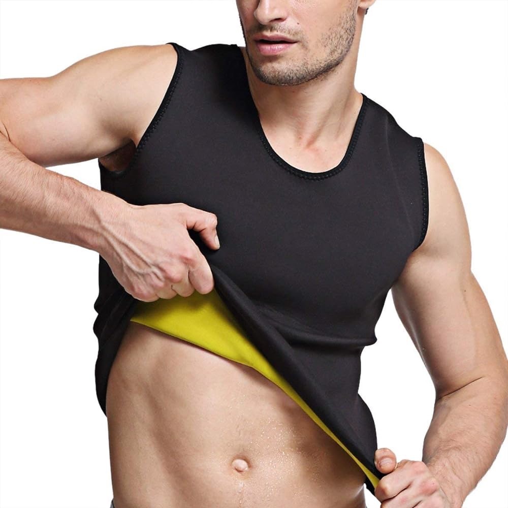 Cimkiz Waist Trainer Sweat Vest Men Neoprene Sauna Tank Top Vest Zipper Gym Sz L